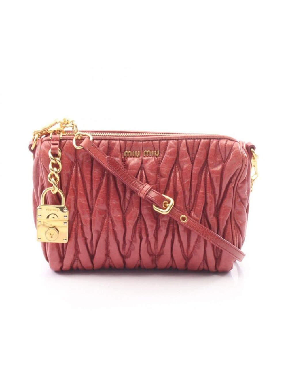 Miu Miu Shoulder Bag Matelasse Pink Leather